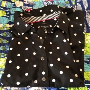 Talbots Short Sleeve Polka Dot Button Down